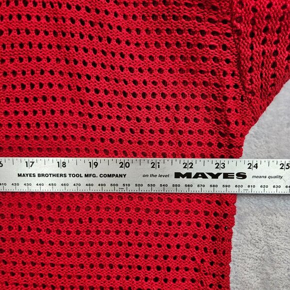 NWT Lane Bryant Womens 3X Red Open Knit V-Neck Sweater 100% Cotton Bold colorful - Picture 6 of 13